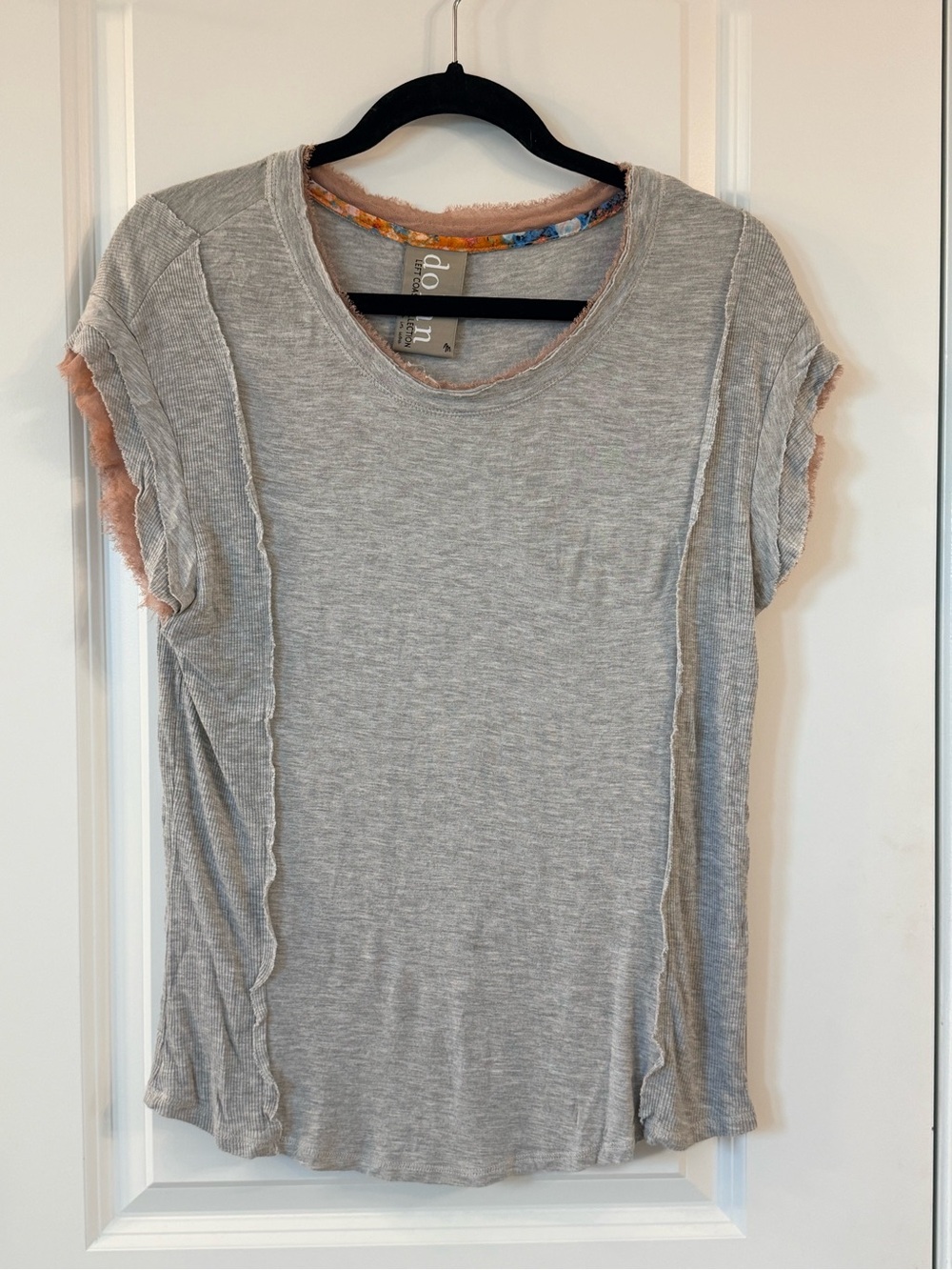 Dolan whimsy romantic boho top in gray and blush- (m)